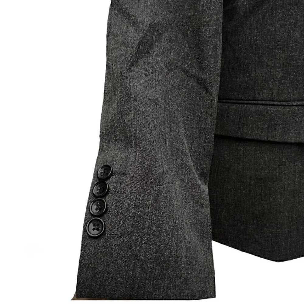 NWT WULFUL Dark Heather Gray Front One Button Single Breasted Blazer Men’s L